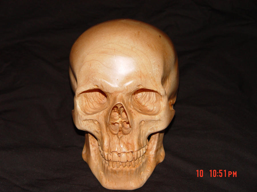 Carved skull in Rock Maple