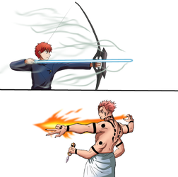 Shirou Caladbolg Vs Sukuna Fire Arrow PNG