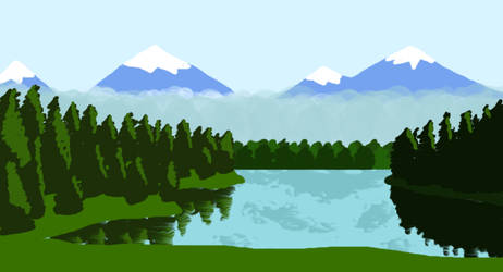 Mountains on a Lake