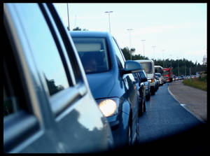 A line of cars