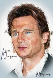 Liam Neeson Portrait by Katseyeanis