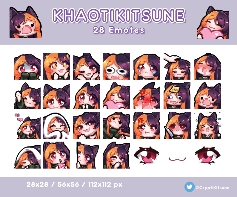 KhaotiKitsune Twitch Emotes by CryptiKitsune on DeviantArt