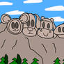 Baby Lamb, Cow, Ricky, and Donny as Mount Rushmore
