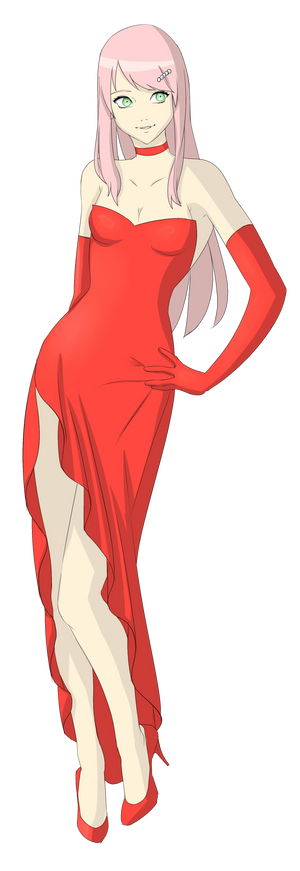 red dress long PNG