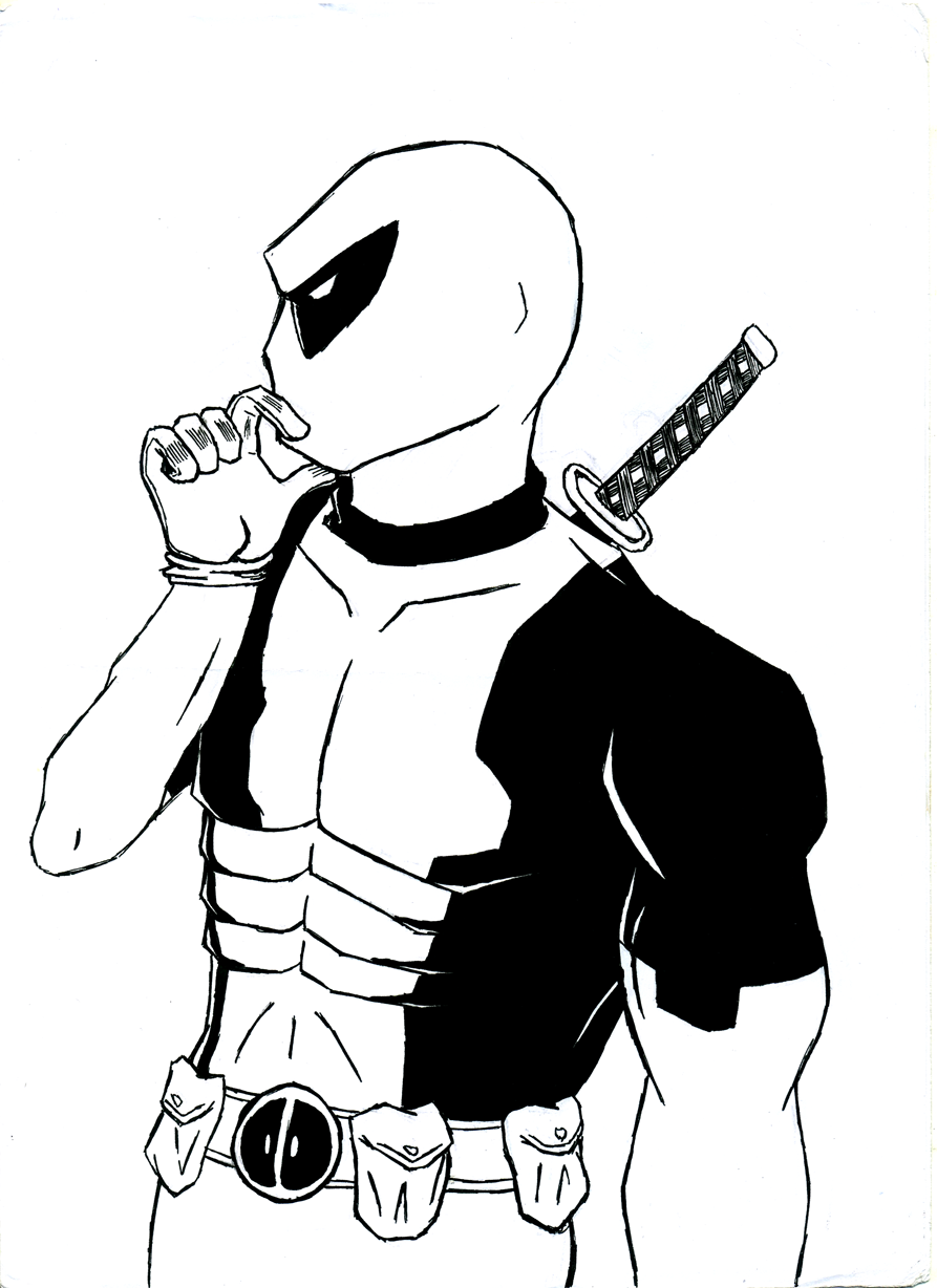 Deadpool: Thinking - lineart