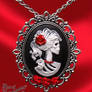 Madam Muerte Rose Skull Cameo Necklace/Pin