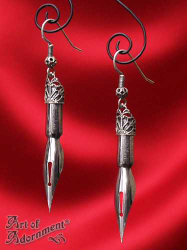 Argenta Steampunk Pen Nib Earrings