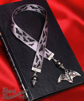 Vampire Bat Satin Ribbon Bookmark