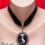 Gothic Cat Cameo Velvet Pendant Choker