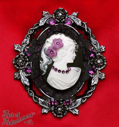 Victorian Gothic Floral Cameo Brooch