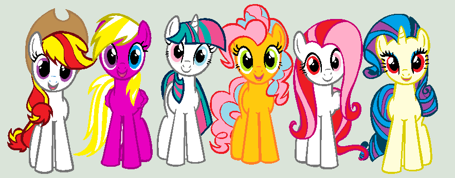 Recolored Mane 6 Adopts Closed