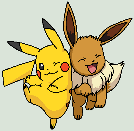pikachu and eevee (pokemon and 1 more) drawn by pirosiki025