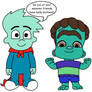 Pajama Sam asking Frankie a question