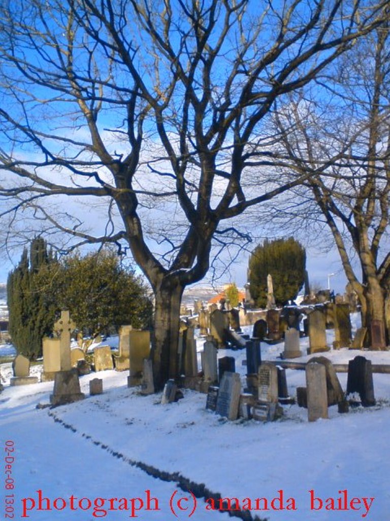 snowy graveyard