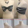 Punk Striped Bandeau Bow Summer Tops