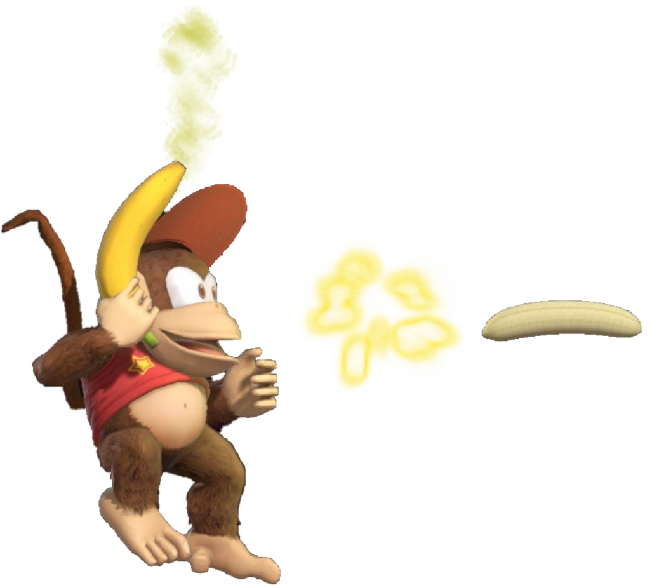 Diddy Kong firing his Banana Gun by TransparentJiggly64 on DeviantArt