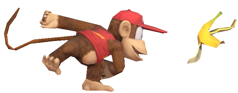Diddy Kong Throwing a Banana Peel Forward by TransparentJiggly64
