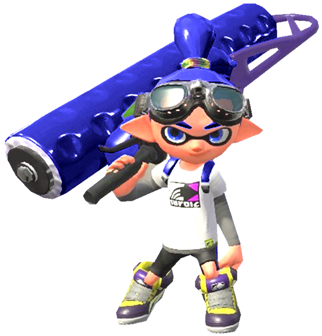 Blue Inky Rider Splatoon Blue Inkling Boy Holding a Splat Roller by TransparentJiggly64 on ...