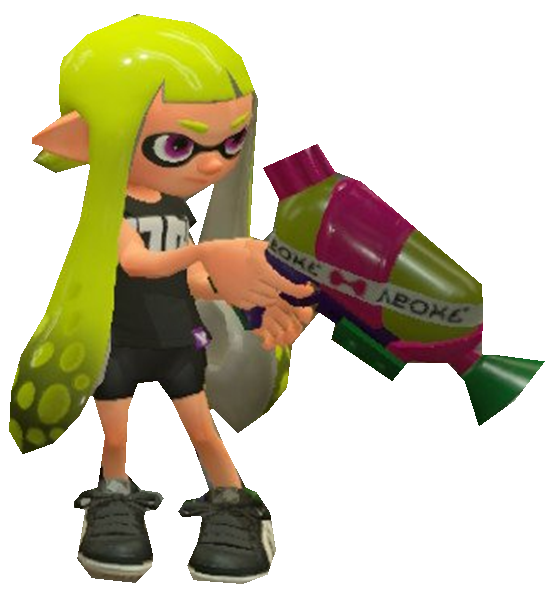 Amiibo Green Inkling Girl inspecting her weapon by TransparentJiggly64 ...