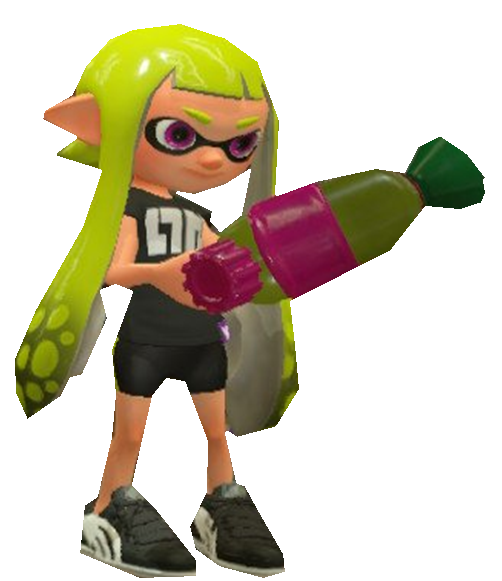 Amiibo Green Inkling Girl inspecting her weapon by TransparentJiggly64 ...