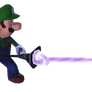 Super Luigi sucking up a Plunger
