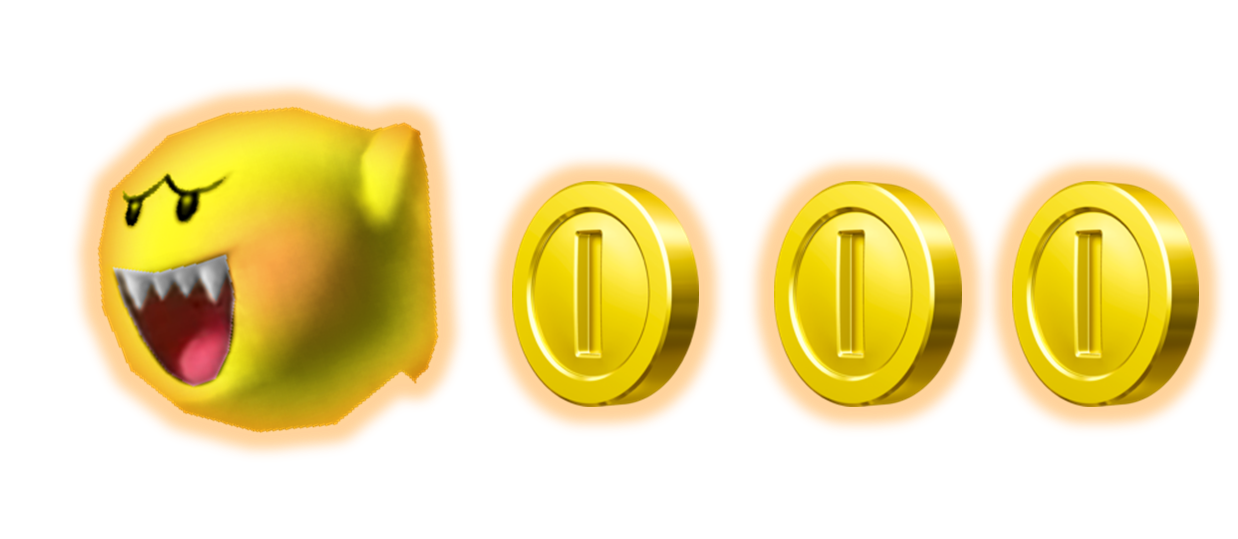 Golden Boo creating a trail of coins by TransparentJiggly64 on DeviantArt