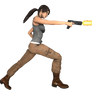 Lara Croft shooting with one of her guns 2