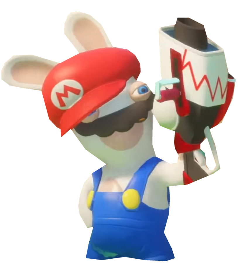 Rabbid Mario raising his blaster by TransparentJiggly64 on DeviantArt