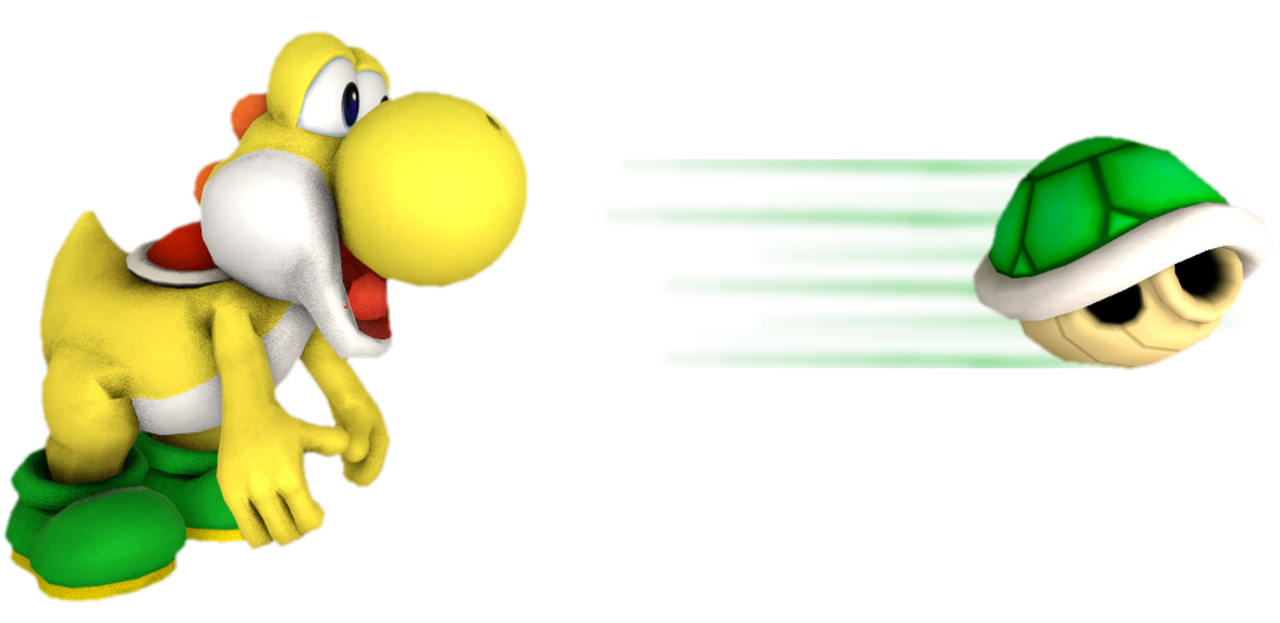 Yellow Yoshi spitting a shell by TransparentJiggly64 on DeviantArt