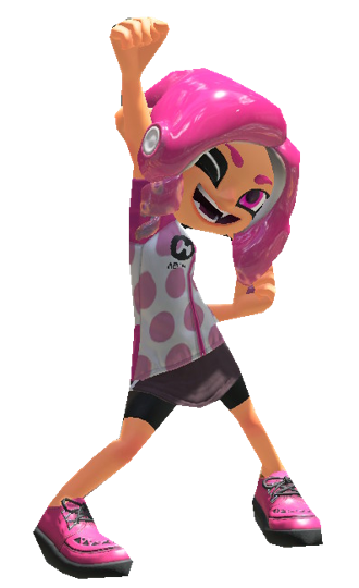 a Pink Octoling Girl celebrating by TransparentJiggly64 on DeviantArt