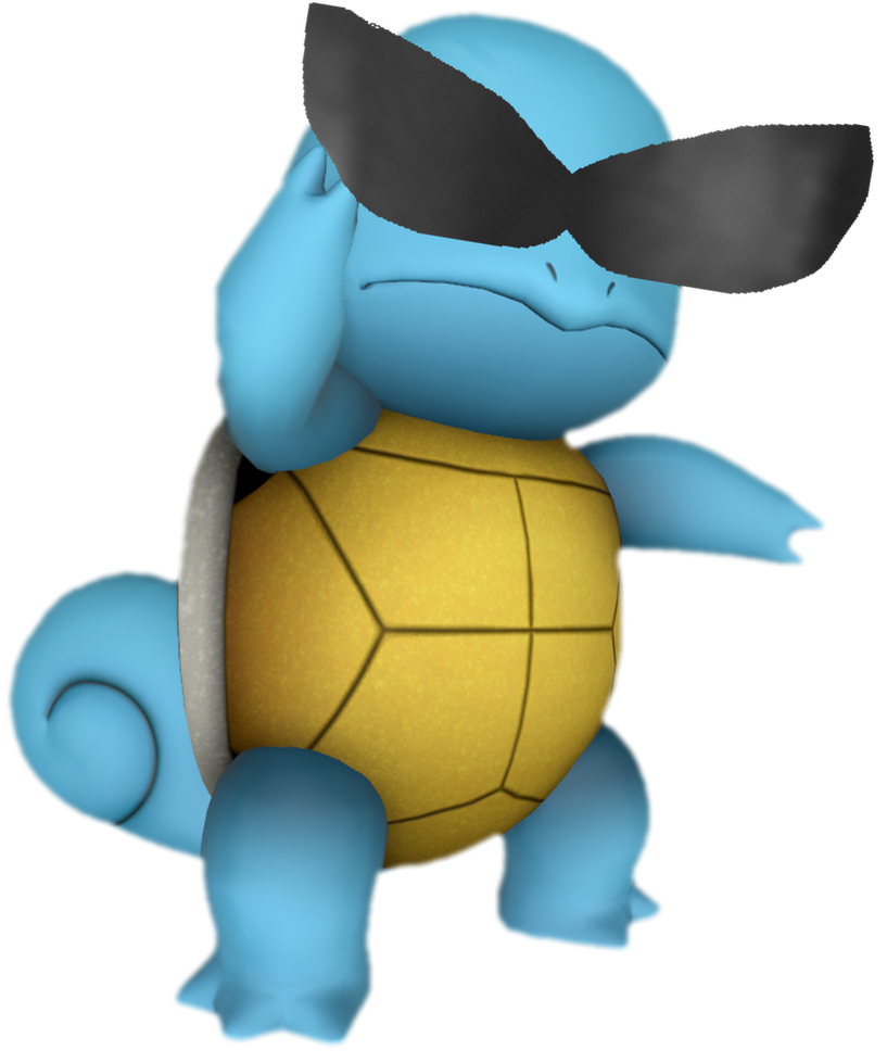 Squirtle with sunglasses adjusting them by TransparentJiggly64 on