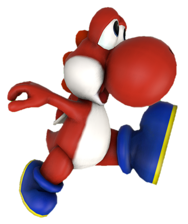Red Yoshi kicking something by TransparentJiggly64 on DeviantArt