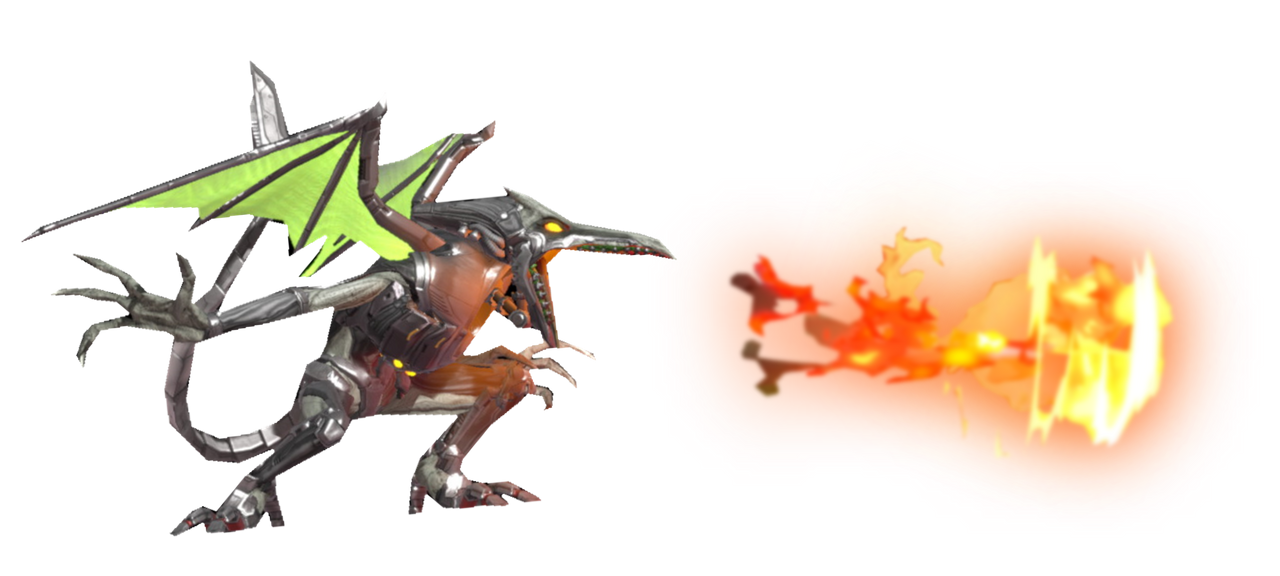 Mecha Ridley spewing a fireball by TransparentJiggly64 on DeviantArt