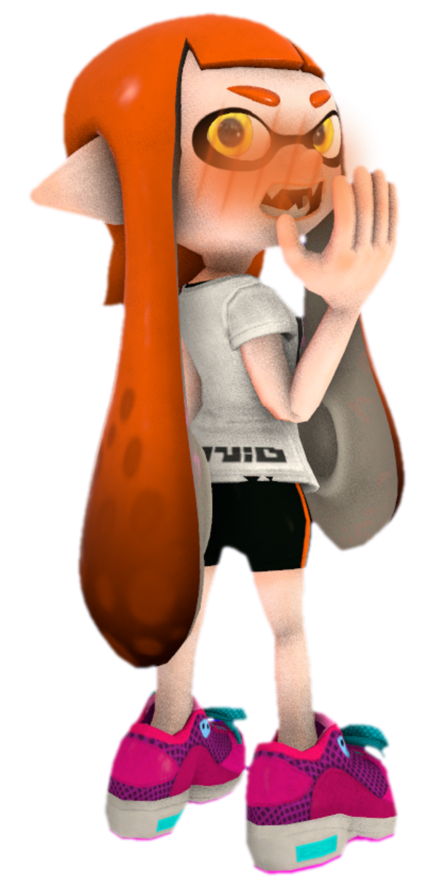 S1 Orange Inkling Girl looking back while blushing by ...