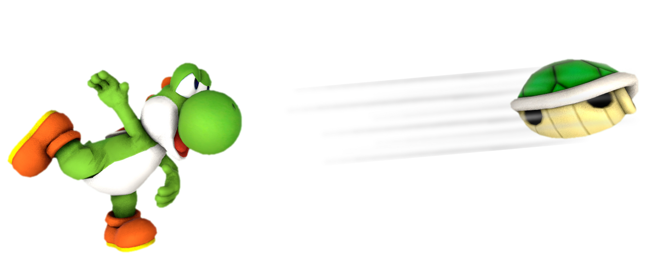 Green Yoshi throwing a Koopa Shell by TransparentJiggly64 on DeviantArt