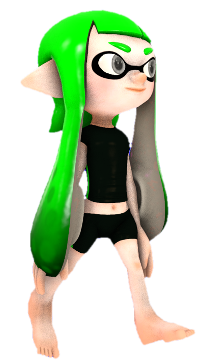 Gearless Green Inkling Girl walking by TransparentJiggly64 on DeviantArt