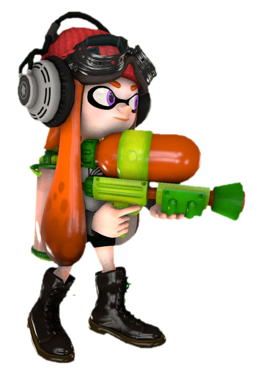 Inkling Meggy holding a splattershot by TransparentJiggly64 on DeviantArt