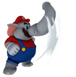 Elephant Mario striking with his trunk