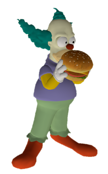 Crusty the Clown eating a burger by TransparentJiggly64 on DeviantArt