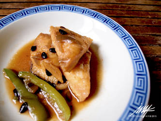 Fish with black beans and oyster sauce.