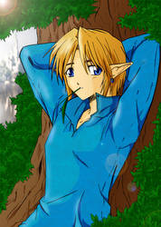 Link resting in a tree