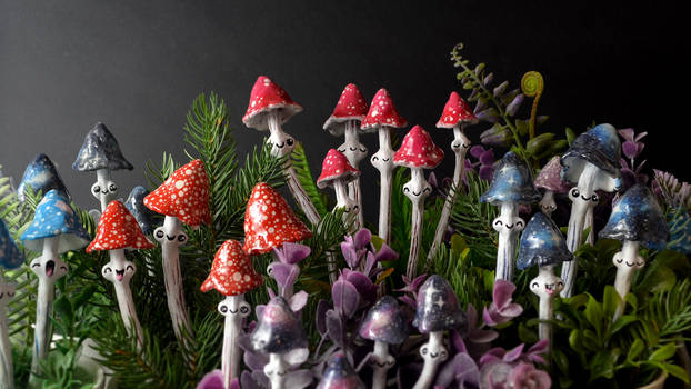 Funky Mushrooms Figurines