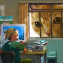 big big cat stared at me