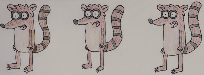 My first attempts at drawing Rigby (Regular Show)