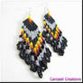 Native American Seed Bead Earrings Gray Sunset