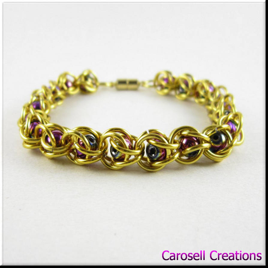 Captured Bead Chain Maille Bracelet Gold Hematite by carosellcreations ...
