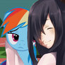 Hanako Snuggles Against Rainbow Dash