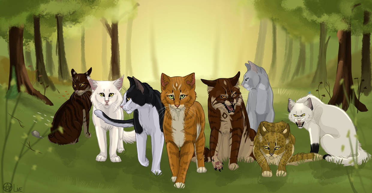 Дат коты воители. Коты Воители группа. Коты Воители пятнистая звезда и Звездоцап. Коты Воители группа котов. Коты Воители Лидеры.