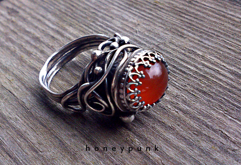 Ring silver sterling cornelian