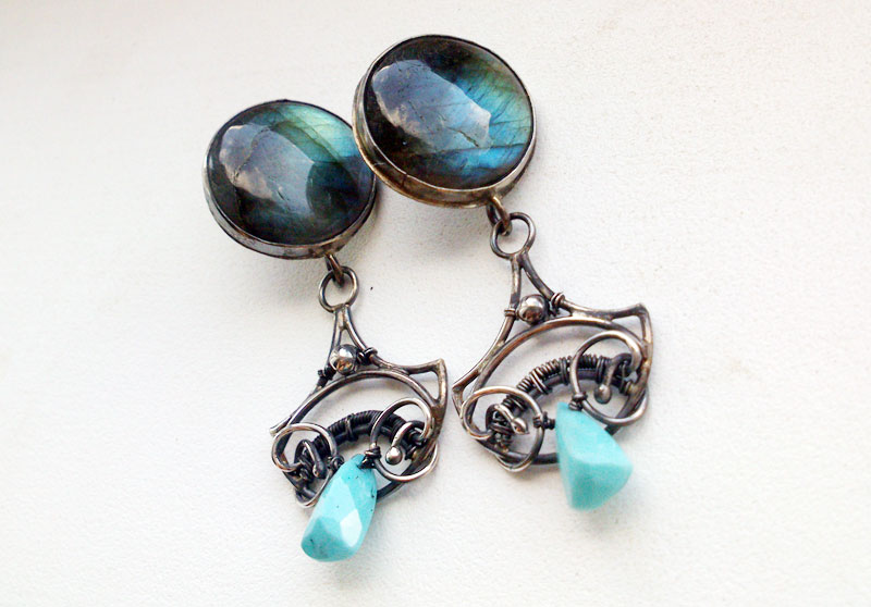 earrings silver sterling labradorite